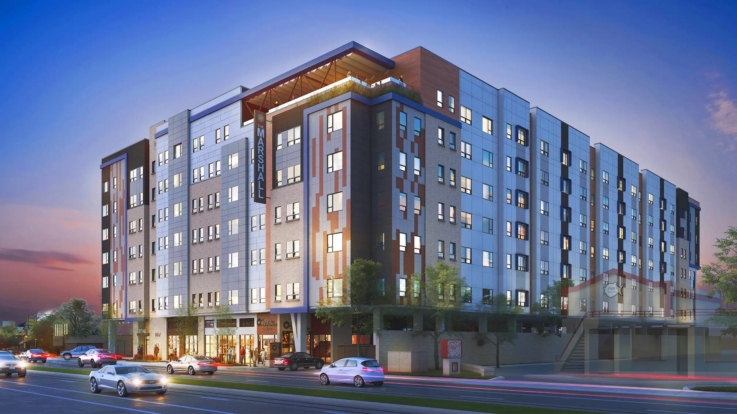 Modern luxury apartment building